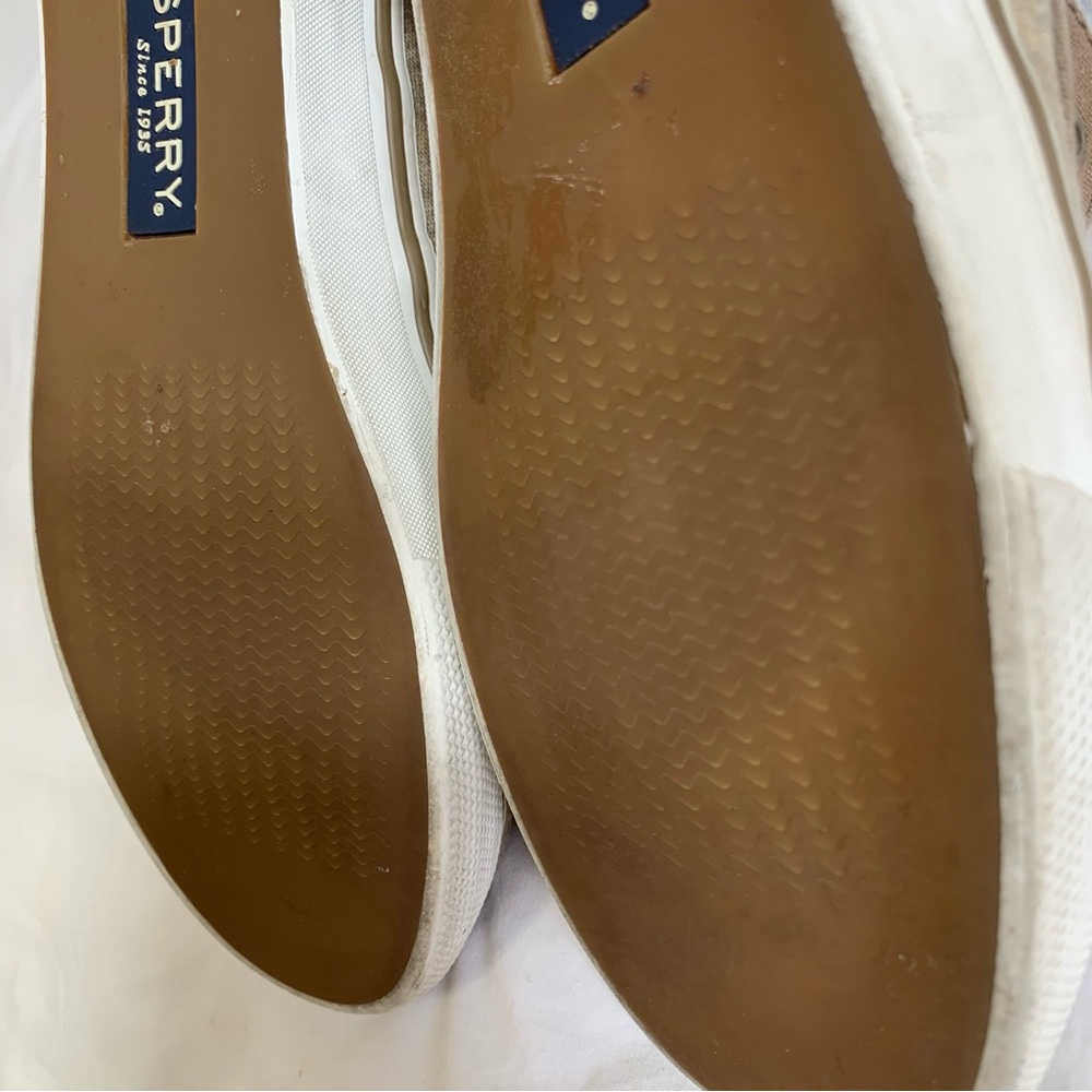 SPERRY TOPSIDERS taupe STS97573 flats Boat Shoes canvas and cotton Women’s 8.5 - Picture 14 of 16